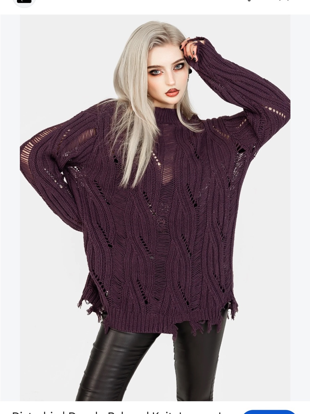 Disturbia Oversized Knit Sweater in Deep Plum